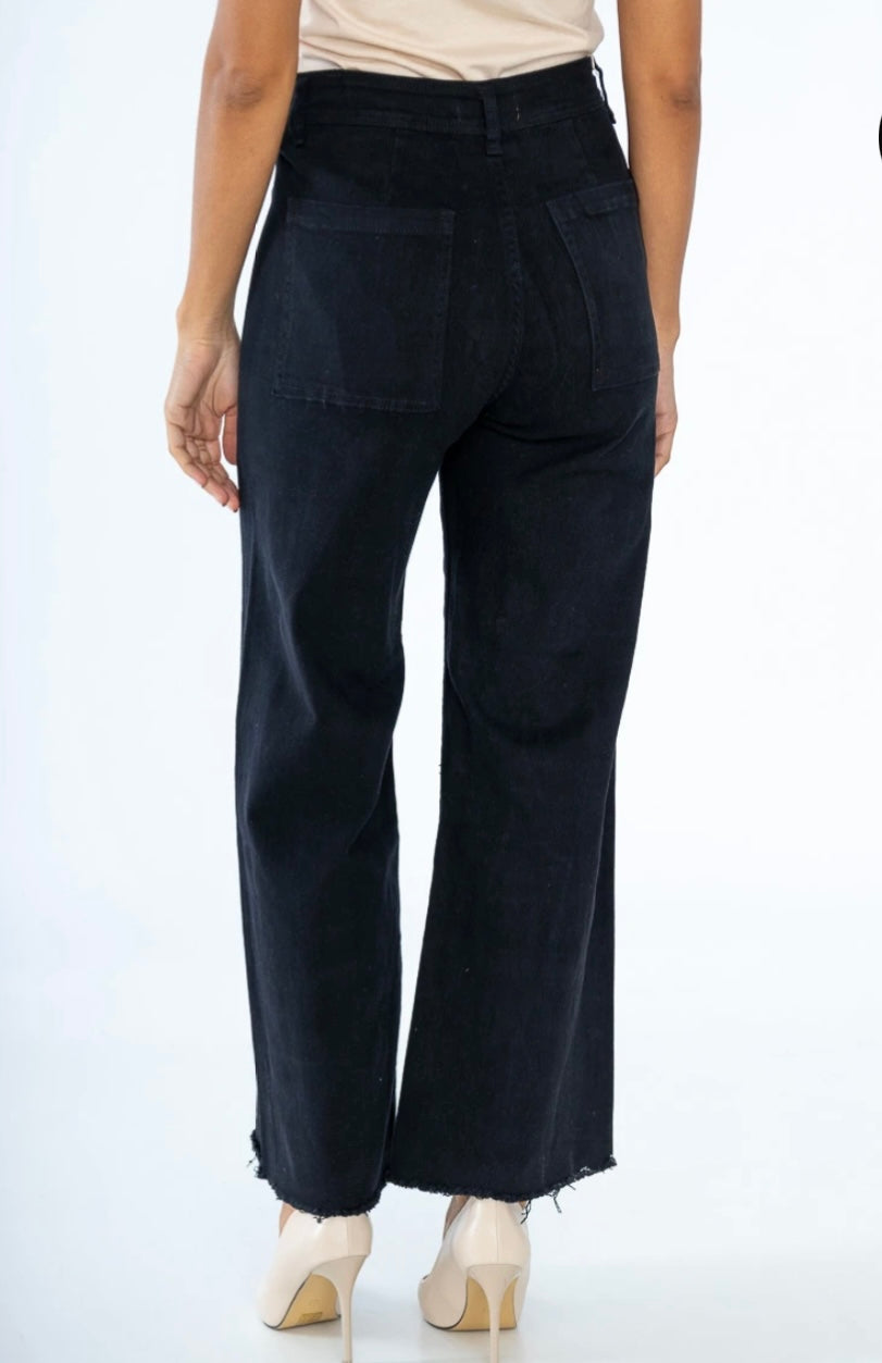 PETITE – High waist wide leg jeans
