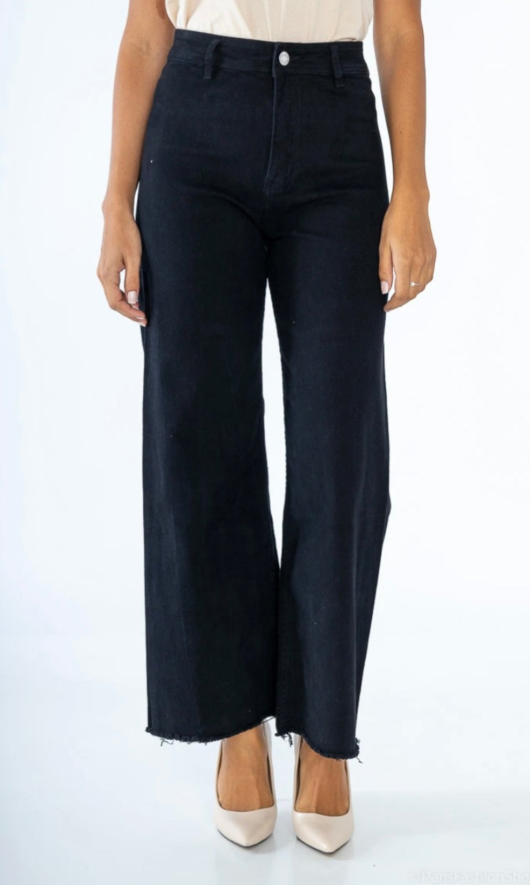 PETITE – High waist wide leg jeans
