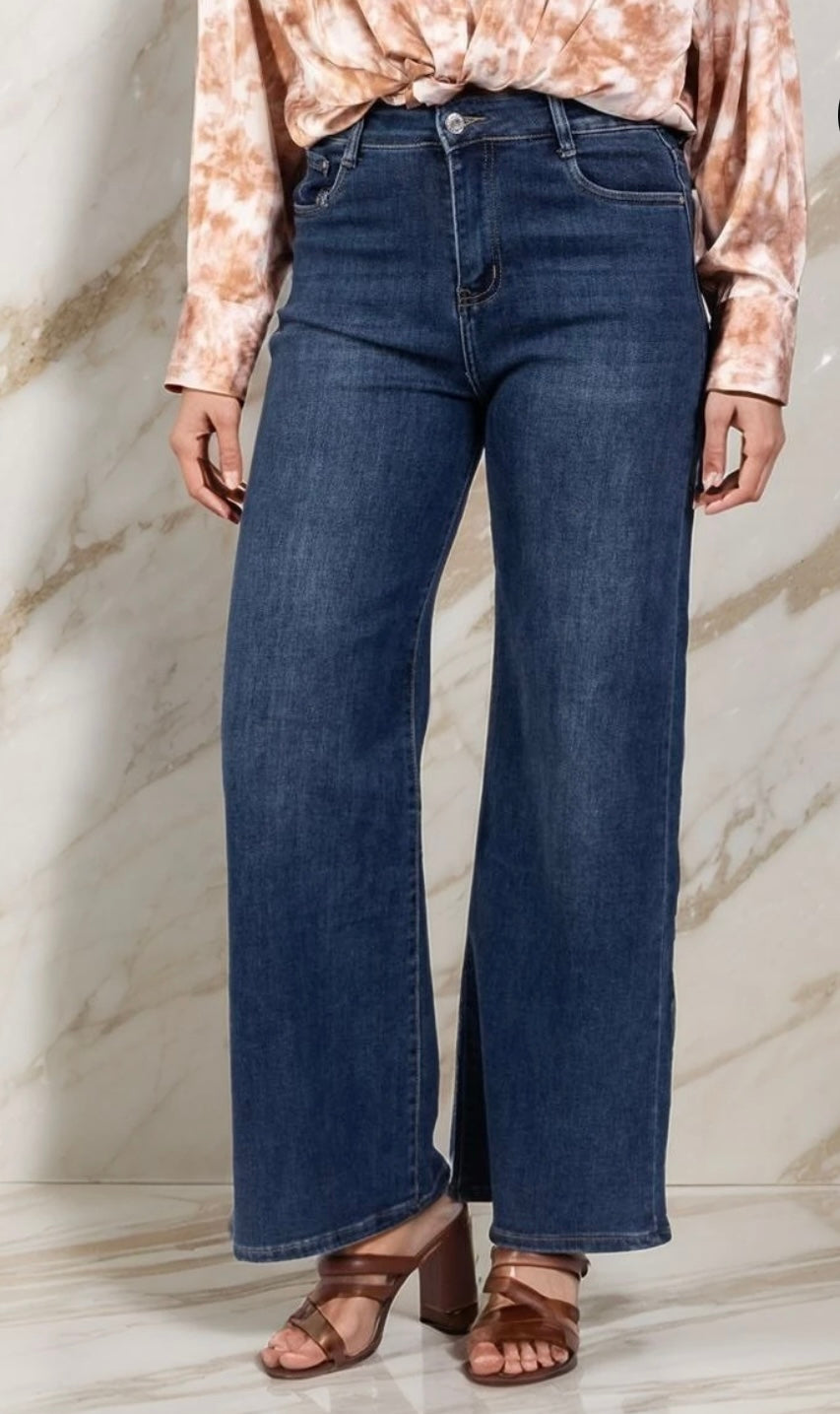 Wide Leg Denim – Classic Blue