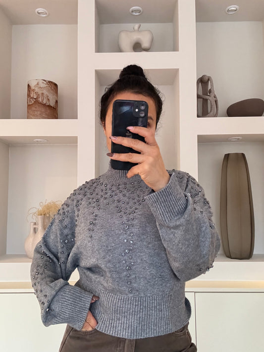 Ava knit top - grijs