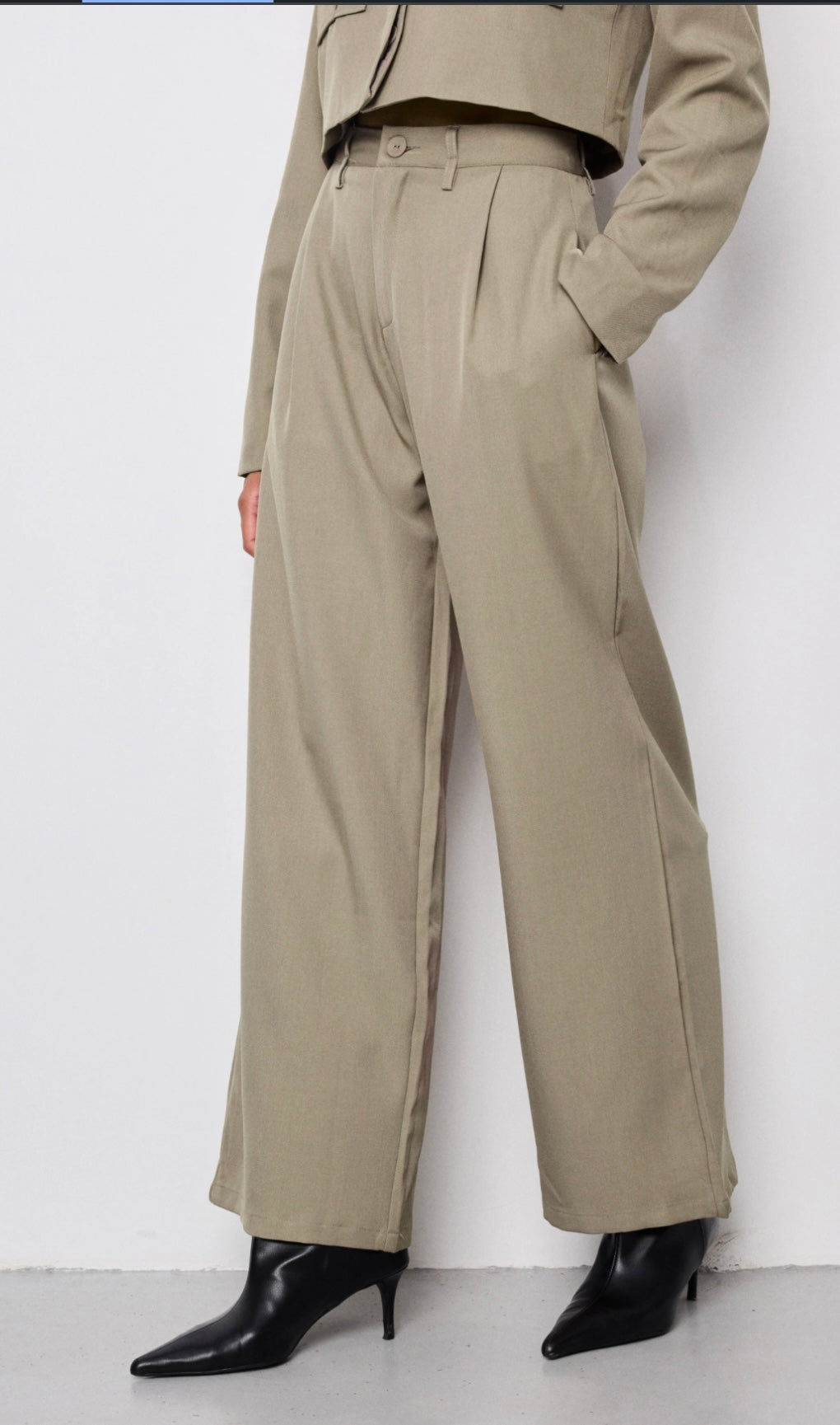 High waisted wide leg pantalon