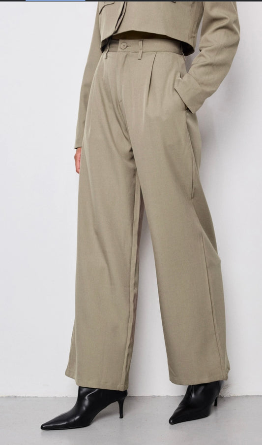 High waisted wide leg pantalon